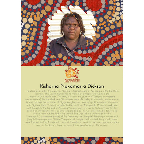 Artist Risharna Nakamarra Dickson of the Warlukurlangu Artist Aboriginal Corporation