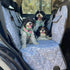 Dogs sitting on the Indie Boho Neutral Brushstrokes car hammock